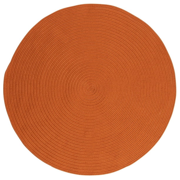 Patio Traditional Rustic Reversible Farmhouse Area Rug Beautiful Textured Orange Area Rug Kitchen Perfect for Bedroom HNU Handcrafted 11' x 11' Round Transitional Indoor Outdoor Braided Rug 